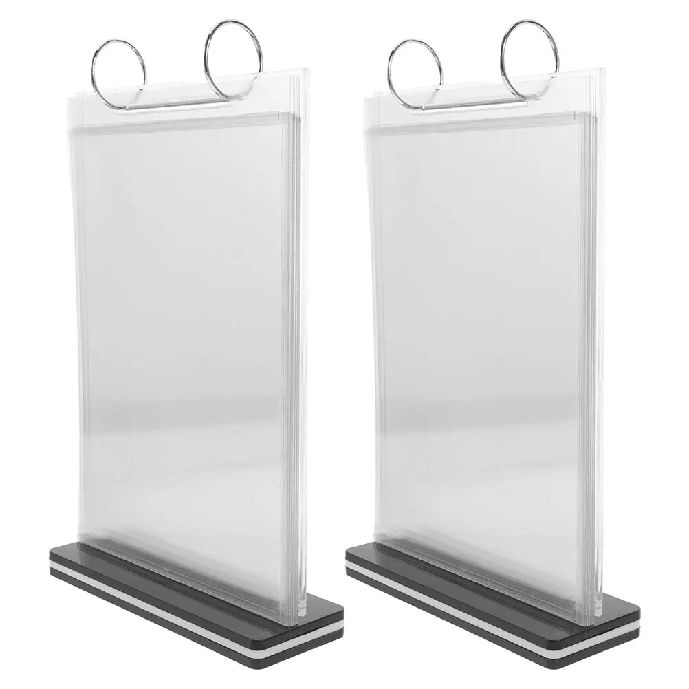 2 Pcs Menu Clip Display Stand Desktop Holder Commercial Holders Advertising Flip Sign for Bar