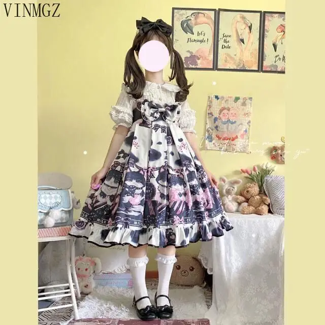 Lolita autumn suspender cow cat lolita lolita suspender jsk dress autumn dress  LOOSE FIT