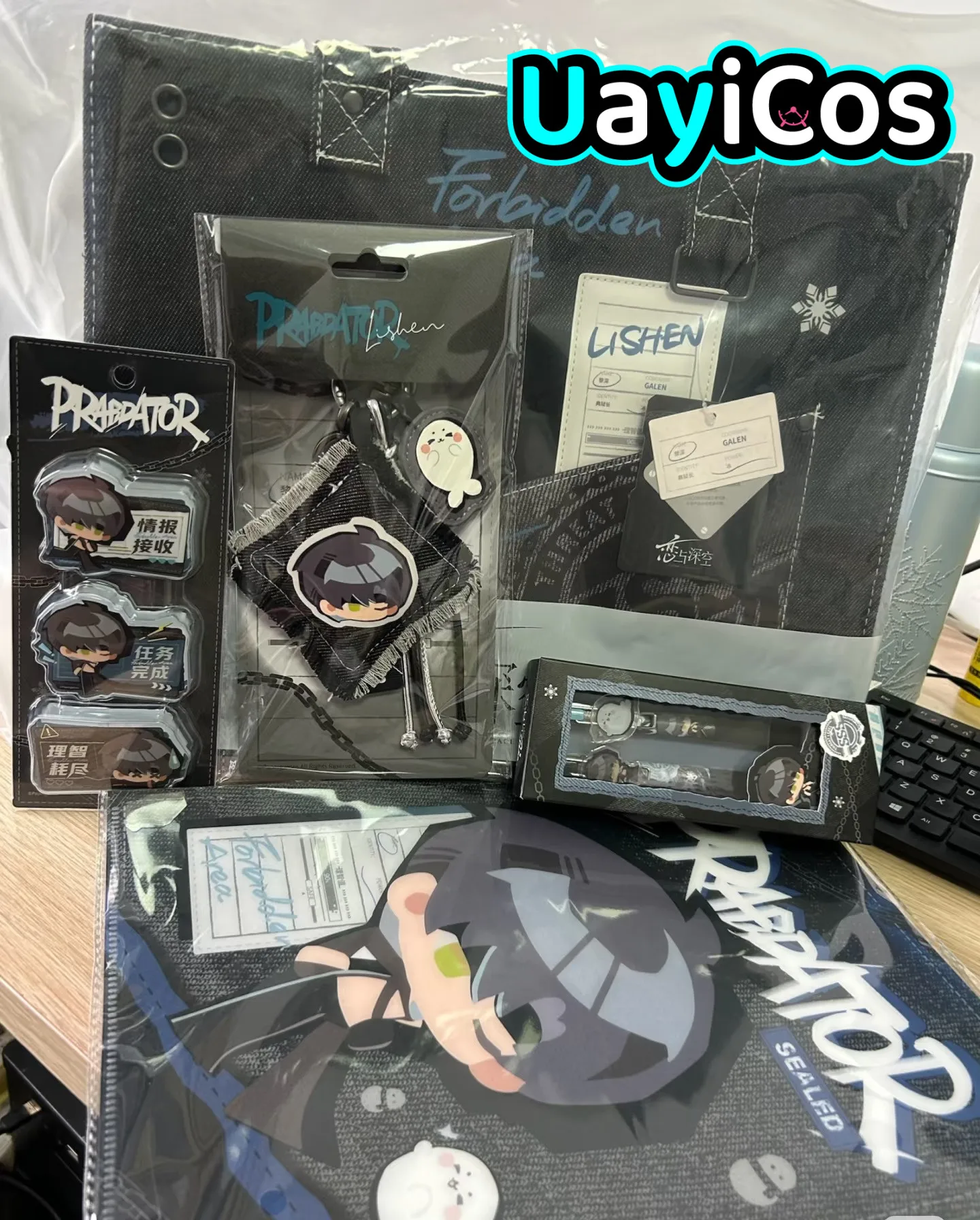 In Stock Original Love and Deepspace  Zayne Rafaye Sylus Caleb Forbidden Area Sealed Theme Hat Folder Card Cowboy Satchel Bag An