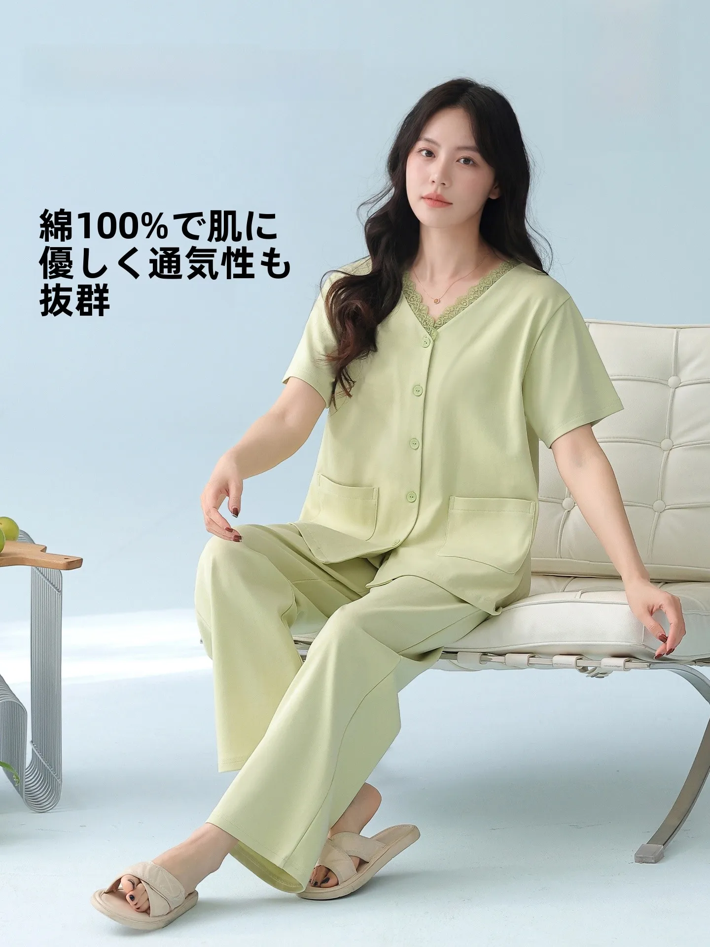 chemise-de-nuit-legere-en-coton-pour-femmes-ensemble-de-vetements-d'ete-a-manches-courtes-col-en-v-dentelle-peut-etre-porte-a-l'exterieur-confortable-et-respirant