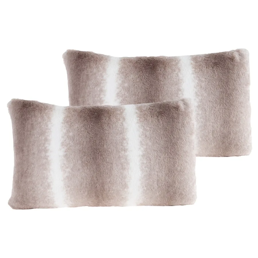 

Set of Two 11x19 Plush Lumbar Pillows and Covers Sandy Gray