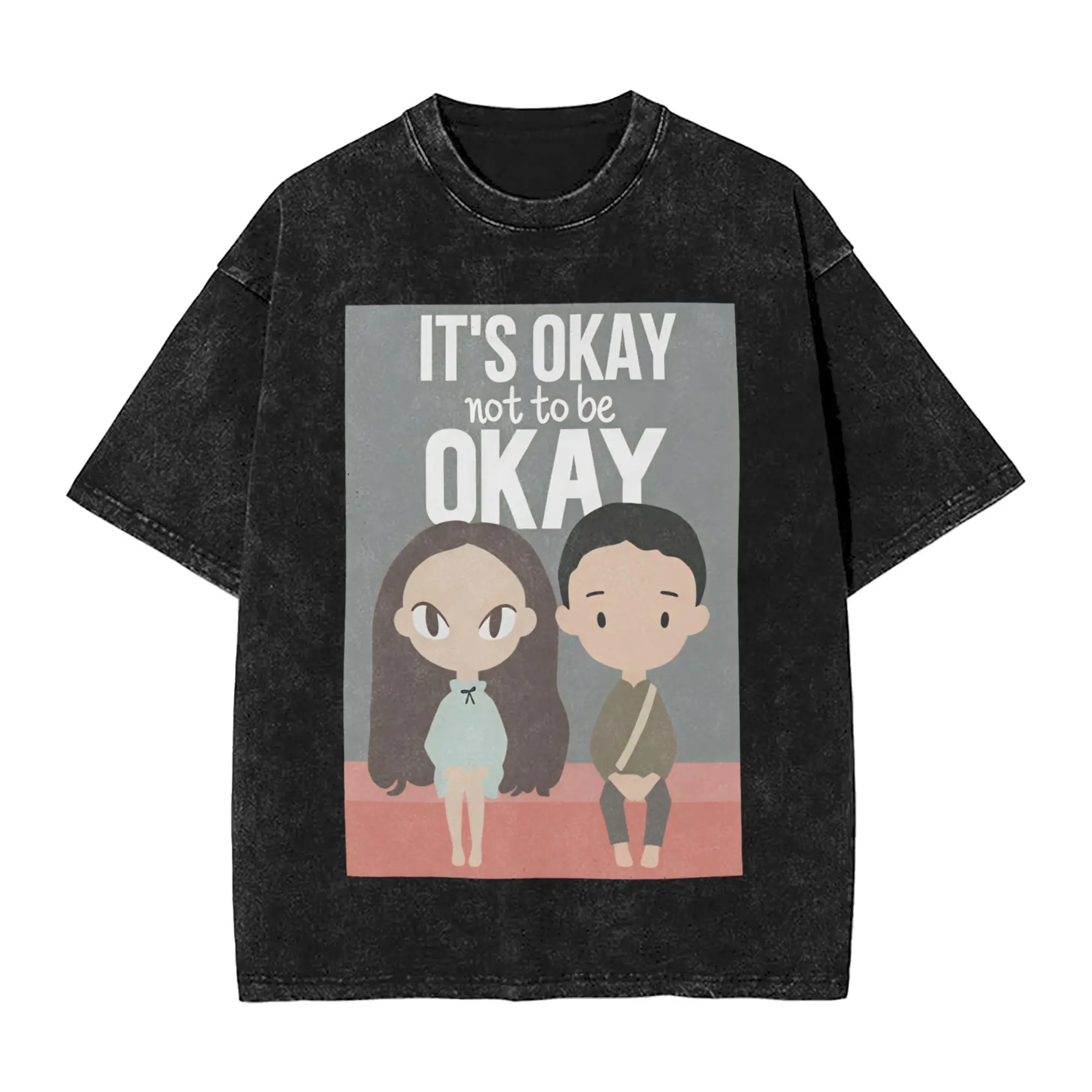 Men's It’s Okay to Not be Okay Cartoon T-Shirts  Top Tees Beach Funny Short Sleeve T-Shirt O-Neck Trending Pattern T Shirt Cheap