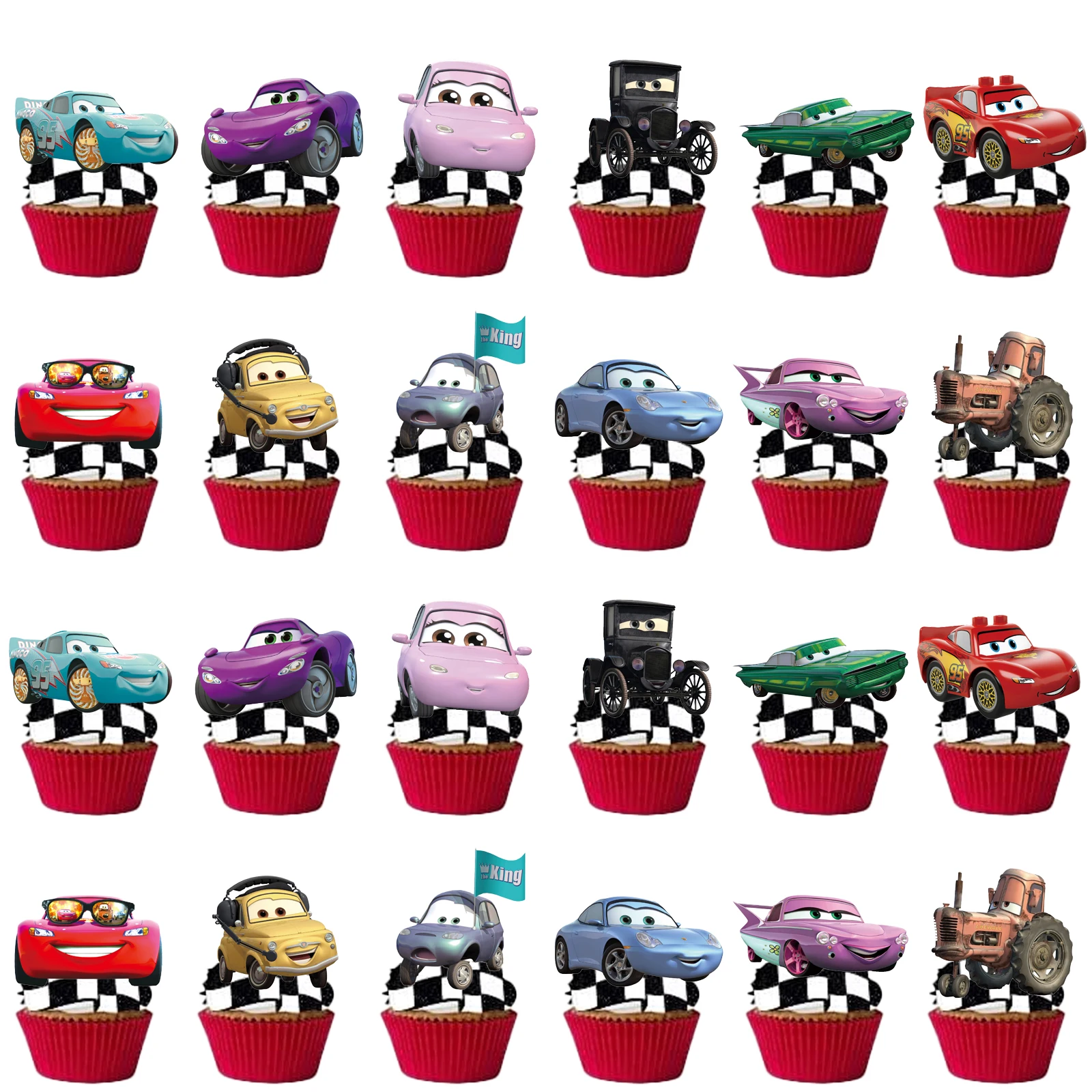 McQueen Cake Toppers Lightning McQueen Birthday Cake Decorations Boys CupCake Topppers For Kids Baby Shower Supplies Gifts