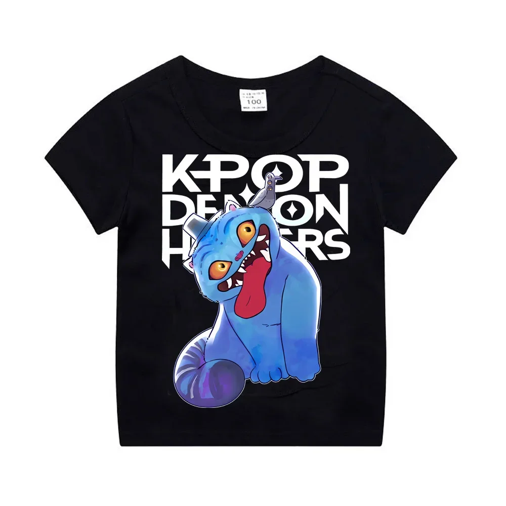 Kpop Demon Hunters Abbigliamento per bambini T-shirt a maniche corte Carino Kpop Demon Hunters Tiger Harajuku Tshirt per ragazzi e ragazze