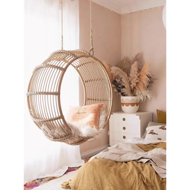 

Ancient fish Nordic online basket swing retro indoor bedroom rattan woven hanging chair children Princess rocking chair