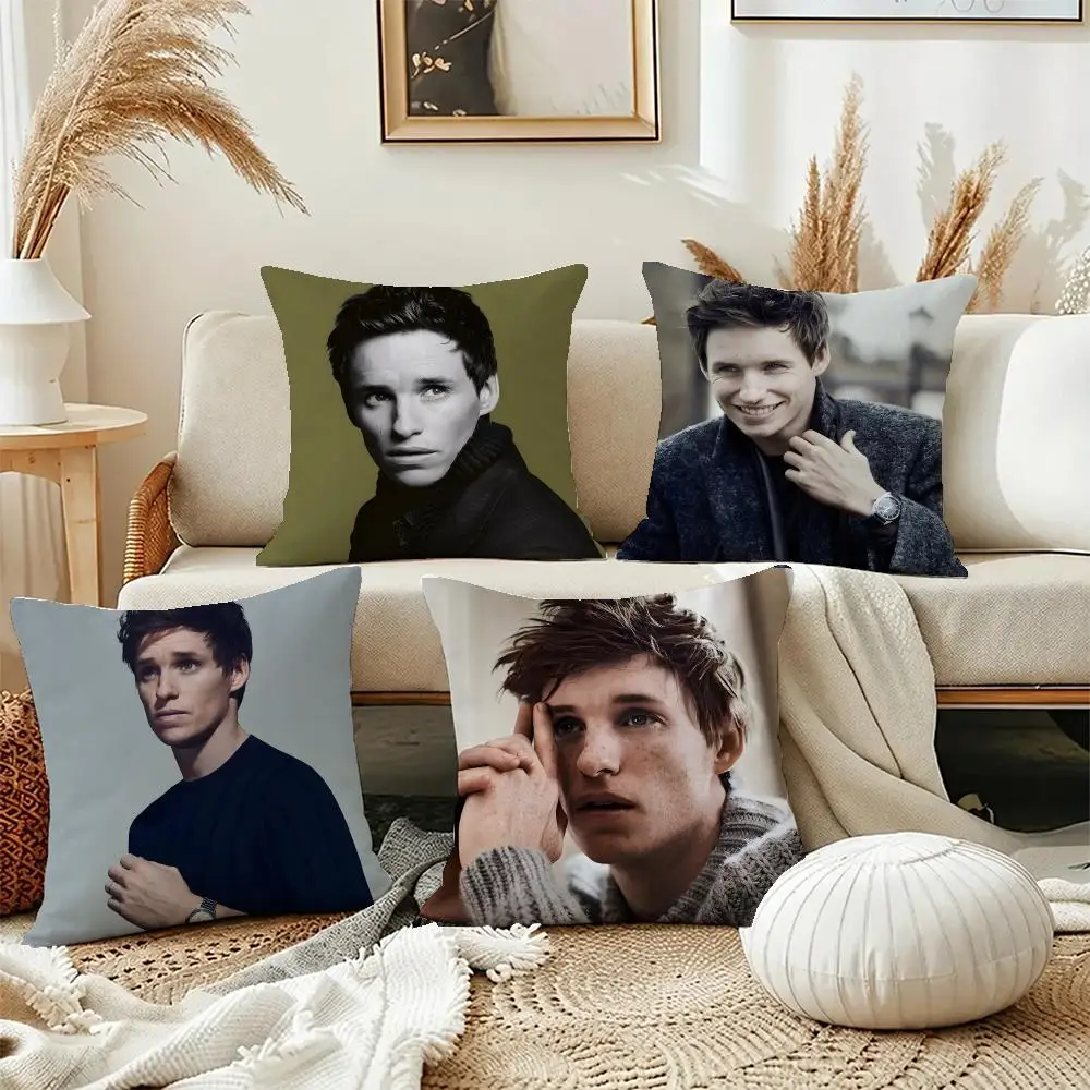 Hot Actor Eddie Redmayne Cushion Cover Short Plush Pillowcase, Washable Wrinkle Resistant Cover for Bedroom Gift