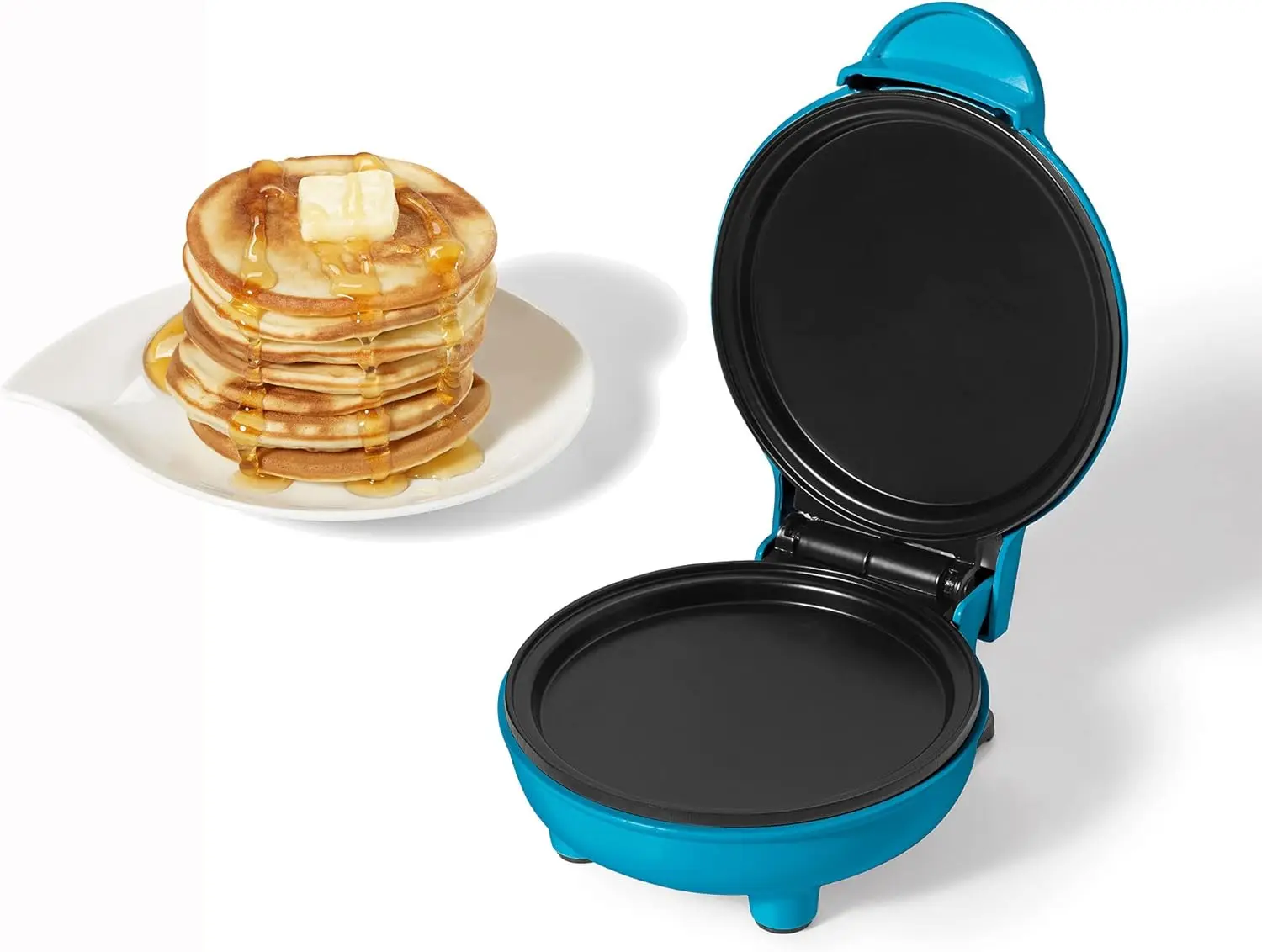 

Electric Mini Pancake Maker with Non-Stick Surface, 4" Cooking Area, Easy to Clean, Blue