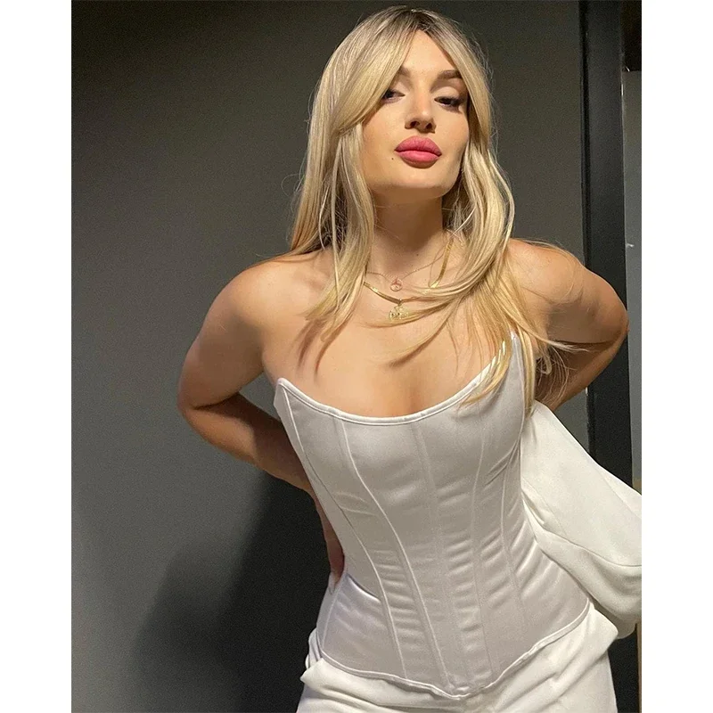 البيج الأسود الساتان النسيج بذلة مفصلة لشكل الجسم overالصدر المشدية التخسيس الخصر المشكل المرأة مشد مع ملابس الشارع الشهير أنيقة