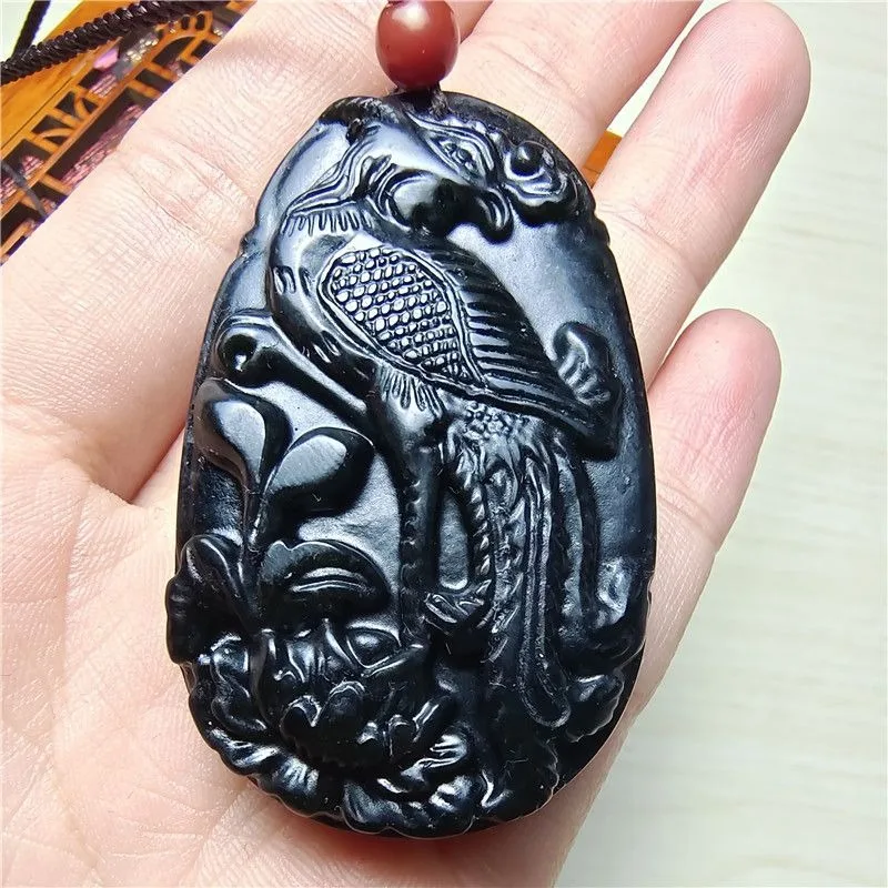 

Новый кулон из чернильного нефрита с изображением Феникса, модное и изысканное универсальное ожерелье.