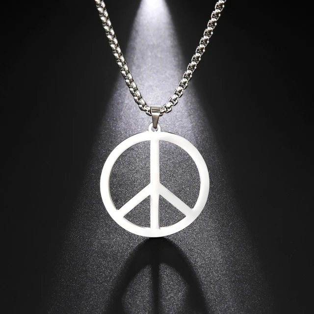 Teamer Peace Sign Symbol Pendant Necklace for Men Women Fashion Peace and Love Stainless Steel Choker Necklace Male Jewelry Gift AliExpress
