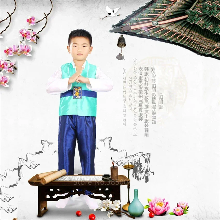 

Kids Hanbok Traditional Korean Costume Baby Boy Asian Clothes Retro Dance Outfit Children Ethnic Style Performance Cosplay Party