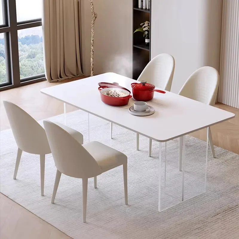 Suspended Stone Dining Table Light Luxury Italian Modern Simplicity Minimalist Household White Acrylic Dining Table And Chair