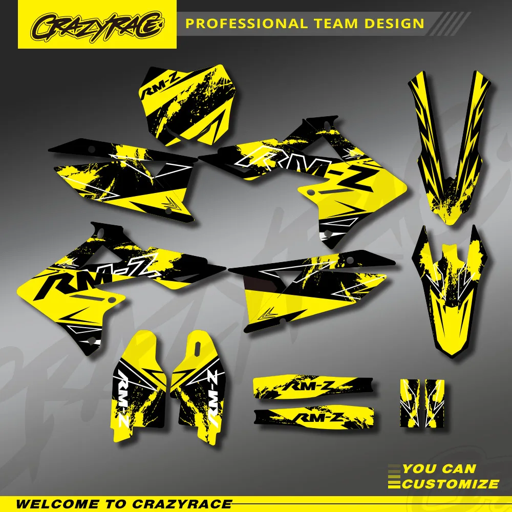 Motocross Backgrounds Graphics Decal Sticker Kit For Suzuki RMZ 250 RMZ250 2019-2026 RMZ450 RMZ 450 2018-2026 2025 Custom Number