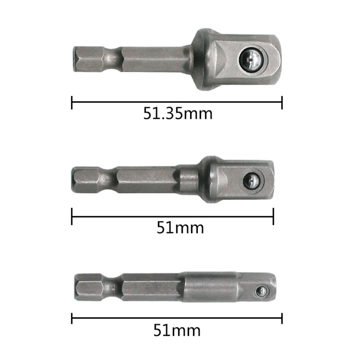 

3 Piece 1/4 3/8 1/2 Hexagonal Socket Wrench Extension Bit Adapter for Drill Machine Car Repair Power Tool Accessory