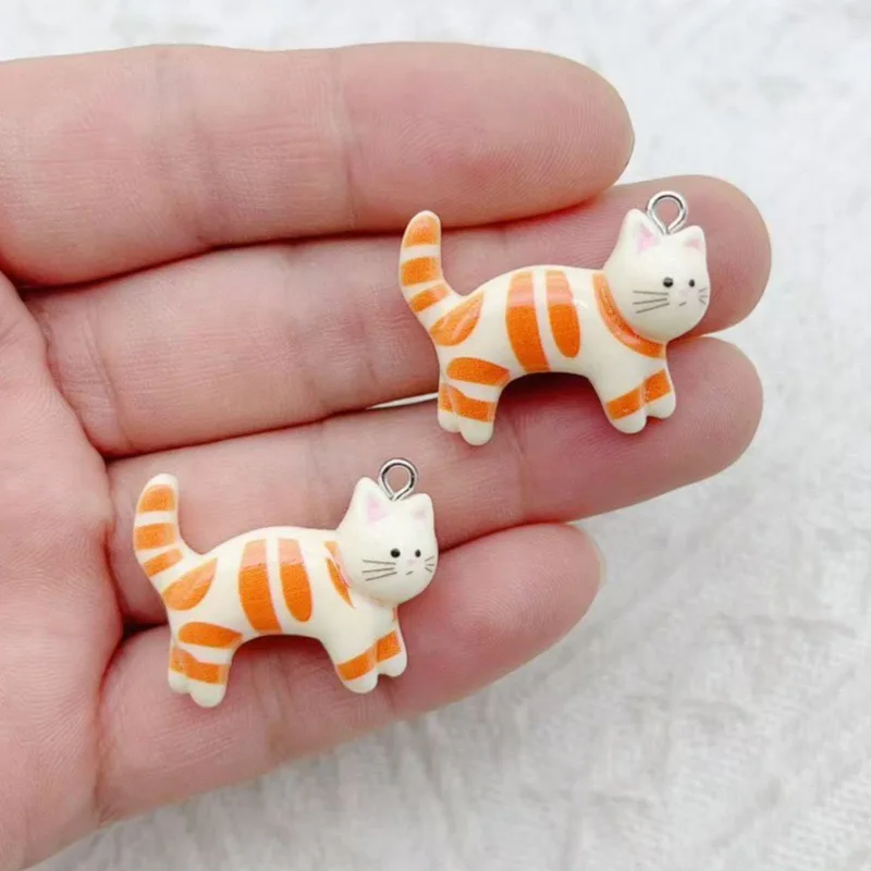10pcs resin cartoon cat animal jewelry pendant DIY cute little cat pet earrings necklace keychain accessories view 3