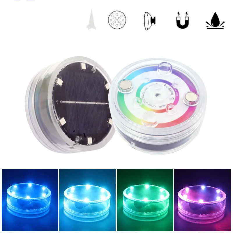 Solar LED Pool Light RGB Color Changing Underwater Solar Wall Lamp Waterproof Decoration Lights for Pond Fountain Aquarium Patio