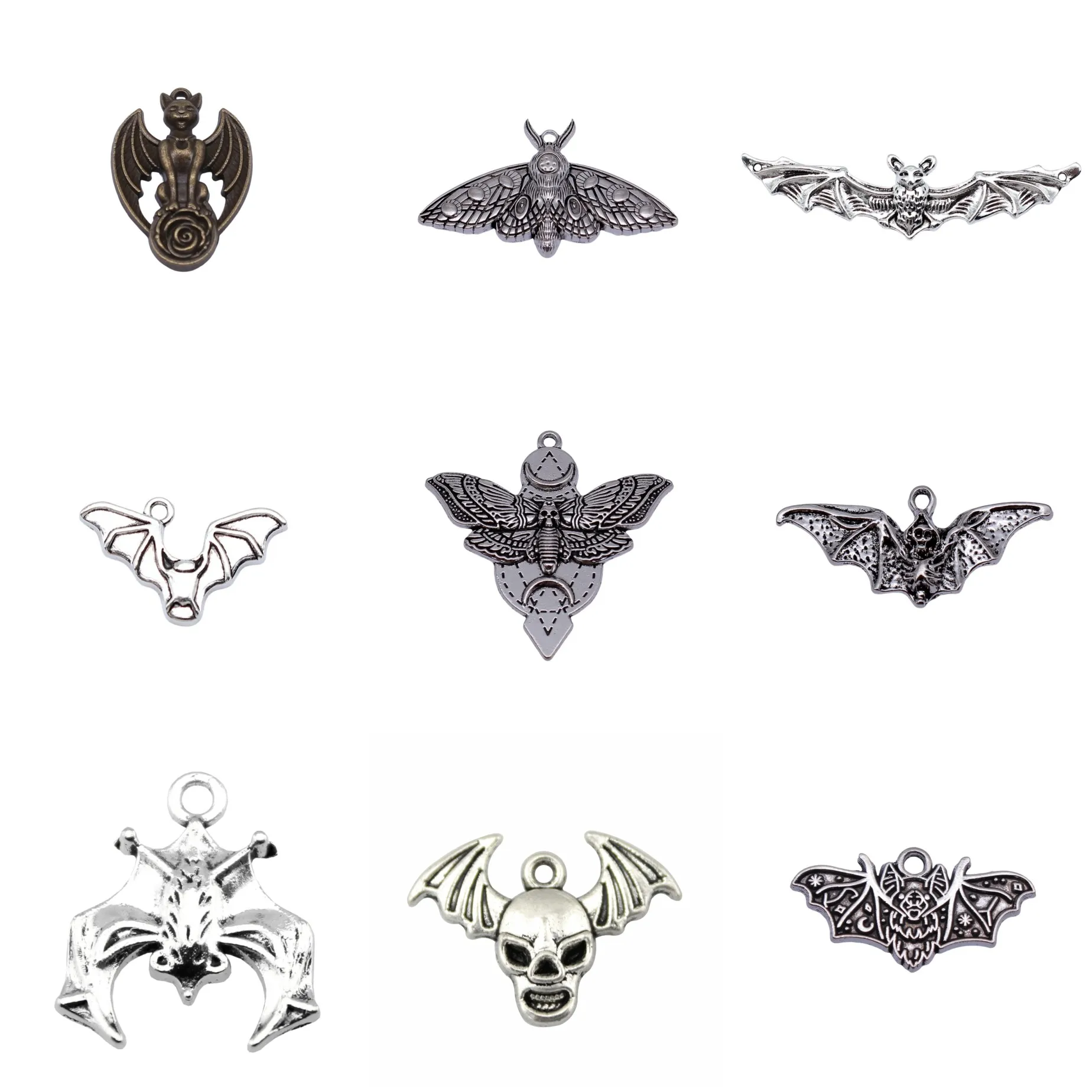 Bat Moth Night Insect Charms Pendant Halloween Gothic Charm Pendant For Bracelet Necklace Earring Jewelry Making Findings