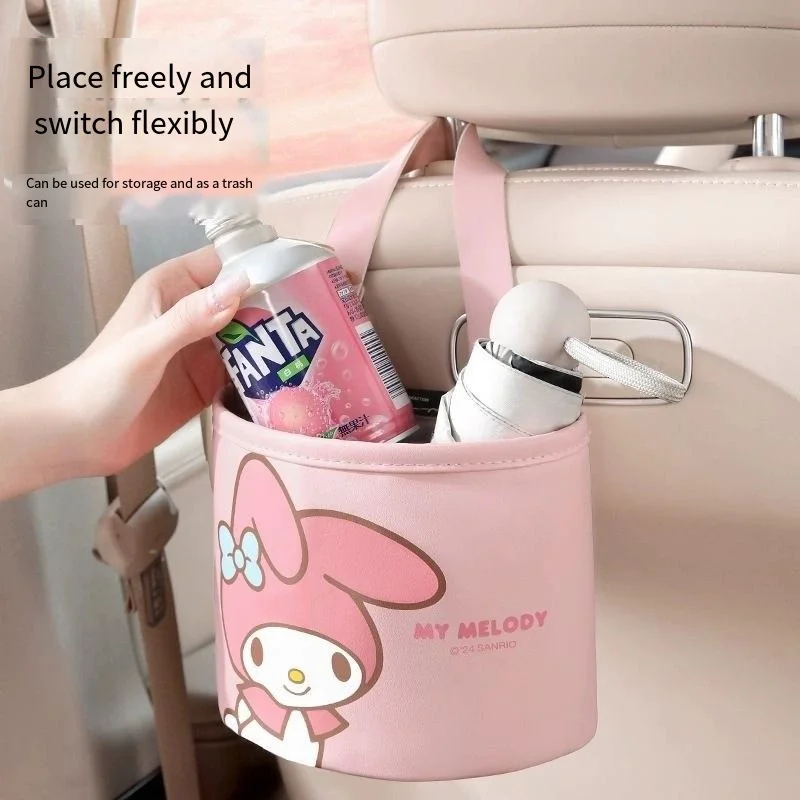 Sanrio Kuromi New Style Cute Car Trash Can Multifunctional Cartoon Creative Foldable Umbrella Paper Towel Storage Storage Bag