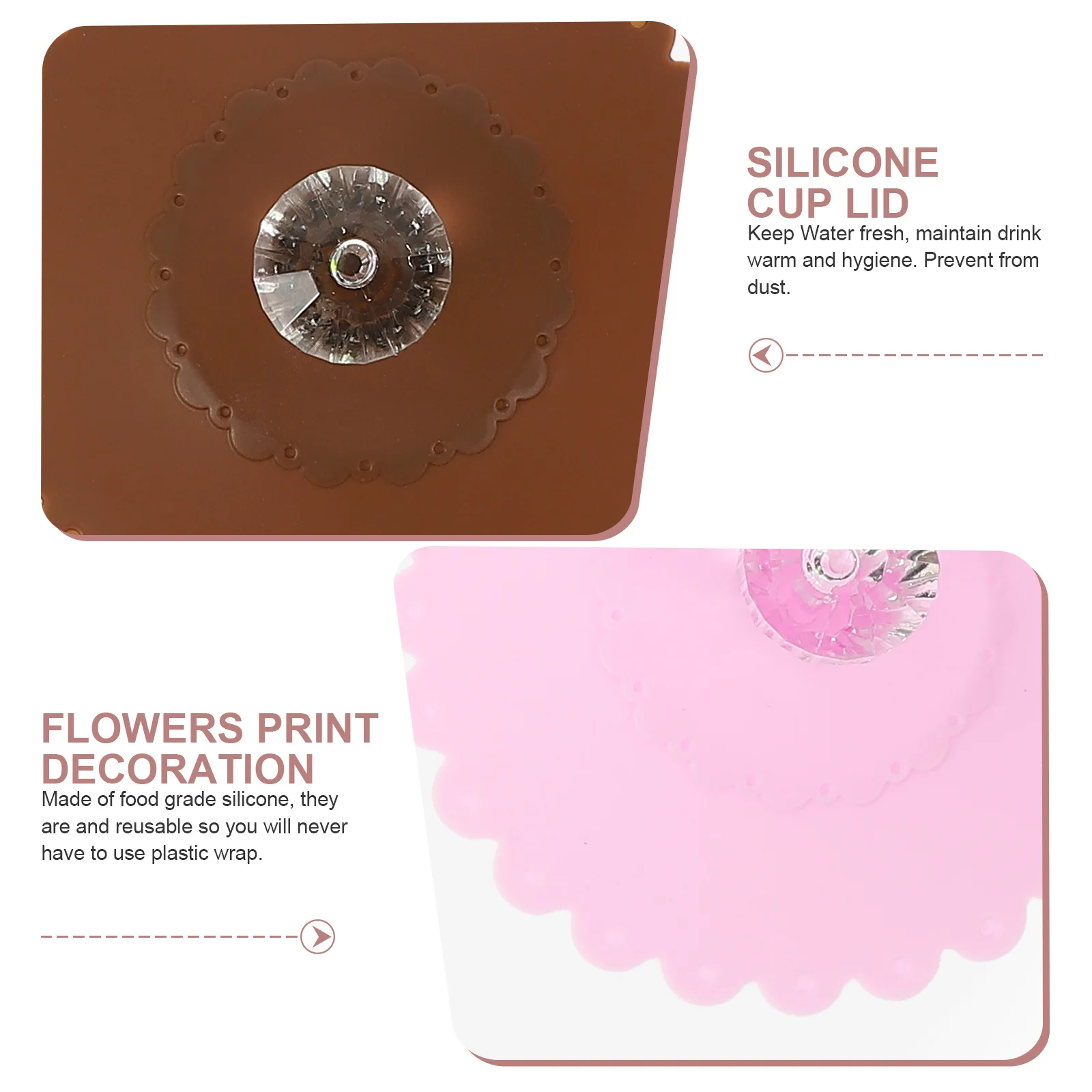 

6Pcs Dust-Proof Diamond Flower Silicone Cup Lids Airtight Suction Seal Reusable Mug Cover for Hot Drinks Cup Lids