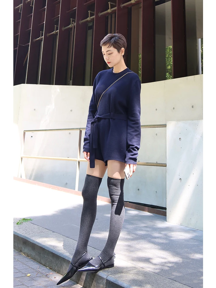 

Элитный цельный свитер из плотной шерсти и кашемира, легко снимается, теплый, стройнящий, для повседневной носки, с низкой талией, шорты