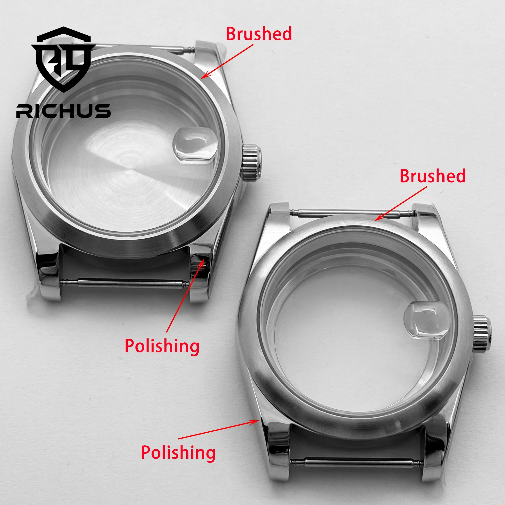 RICHUS Watch Case 36mm 39mm with Strap Sapphire Glass for NH34 NH35 NH36 ETA2824 PT5000 Miyota8215-DG Movement Compatible