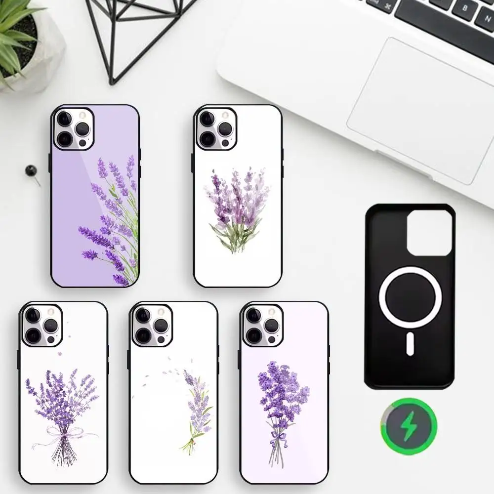 

Purple lavender Phone Case For iPhone17,16,15,14,13,12,11 Plus,For Magnetic Wireless Charge Cover