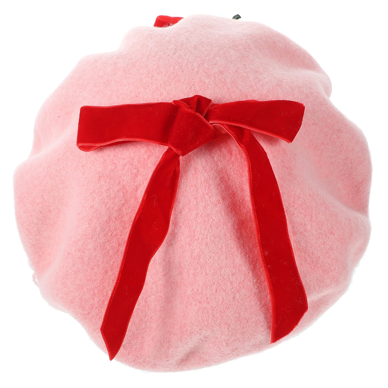 

1pc Pink Bow Women Fashion Outdoor Warm Wool Basque Party Accessory Size Hat Female Hat 56 58cm
