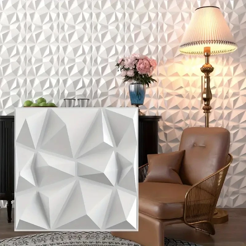 12/20/30pcs 3D pvc wall panels for indoor wall decoration, living room hall bedroom hotel office,including tape