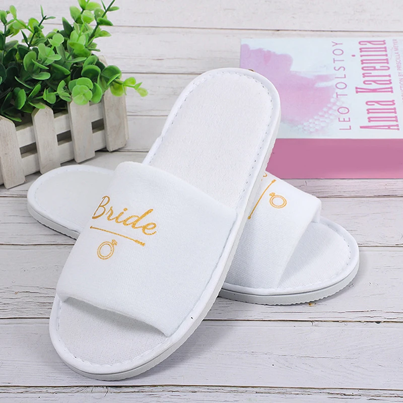 A Pair Of Disposable Bridal Slippers Bachelorette Party Supplies Bridesmaid Disposable Slippers Bridal Shower Bridesmaid Gifts