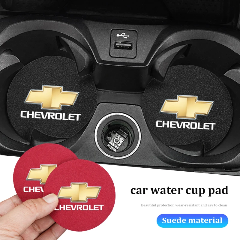 2Pcs Car Suede Water Cup Pad Anti-slip Coaster Accessories For Chevrolet Cruze Spark Captiva Suburban Silverado Camaro Corvette