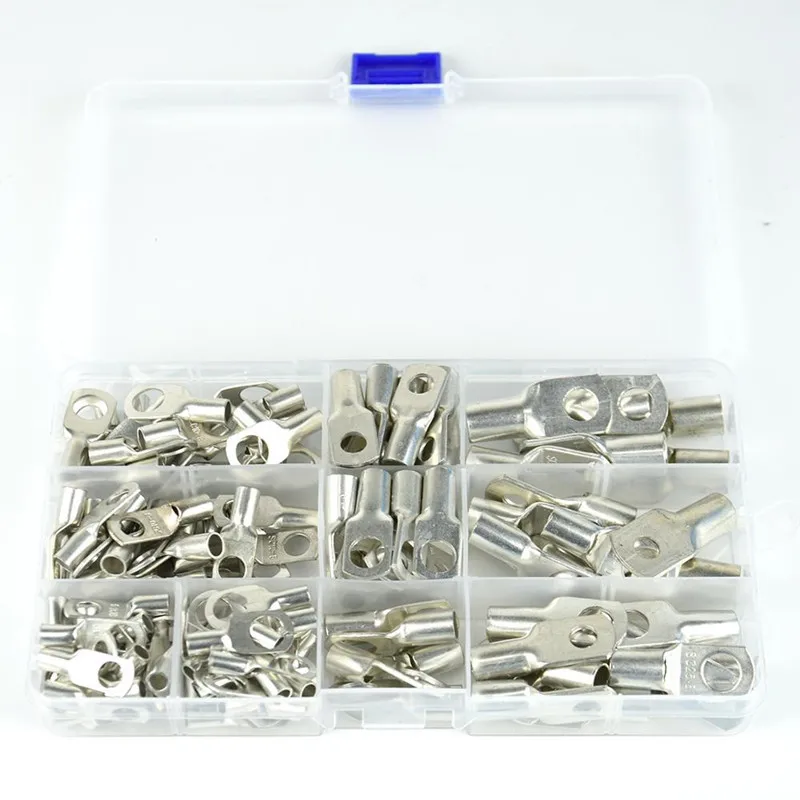 130 Piece Cable Terminal Kit, Multifunctional Battery Cable Terminal, Tubular Ring Terminal With 8 Sizes of Copper SC Eyelets