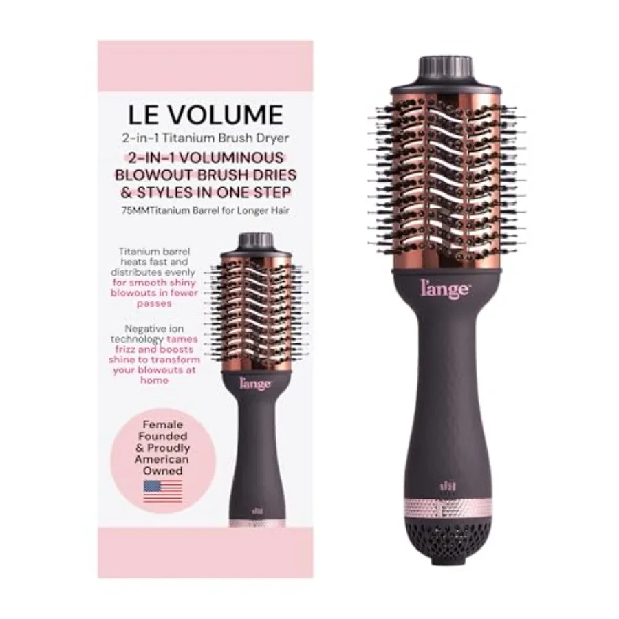 

2-in-1 Titanium Blow Dryer Brush Hot Air Brush for Hair Drying and Styling Ionic Oval Barrel for Smooth Frizz-Free Vo