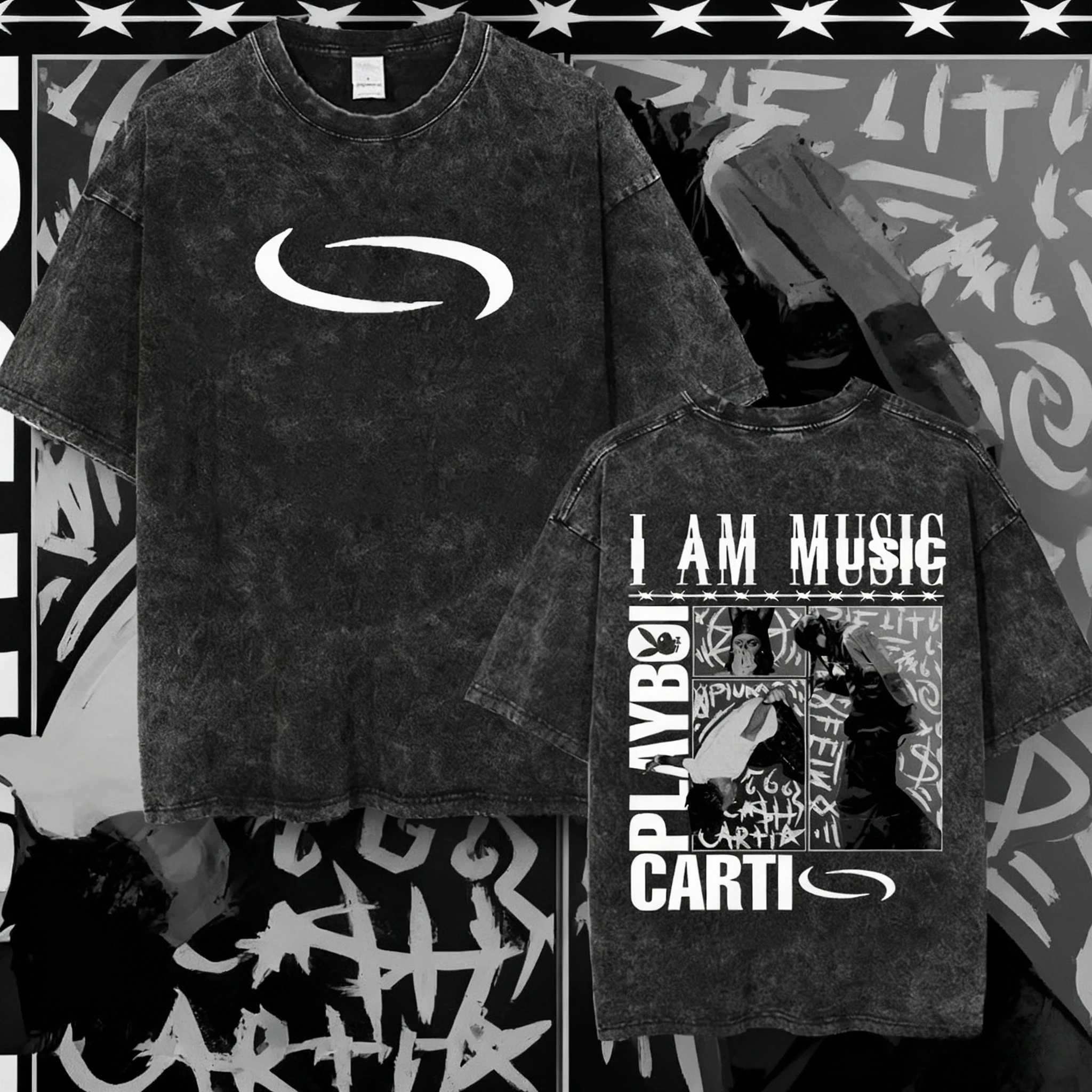 الرجعية غسلها Playboi كارتييه أنا رمز موسيقي تي شيرت أفيوم كين كارسون رحلة نارسيقية الملاعب الرجال القطن قميص.