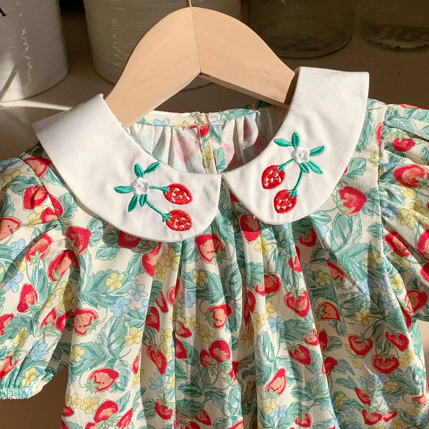 Baby Girls Summer Vintage Red Strawberry Princess Dress Casual Dress for Baby Girls