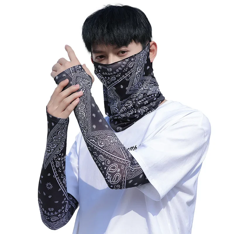 حماية من أشعة الشمس الصيفية لركوب الدراجات في الهواء الطلق للرجال والنساء، غطاء ذراع مطبوع للأشعة فوق البنفسجية ومضاد للإضاءة على الجليد