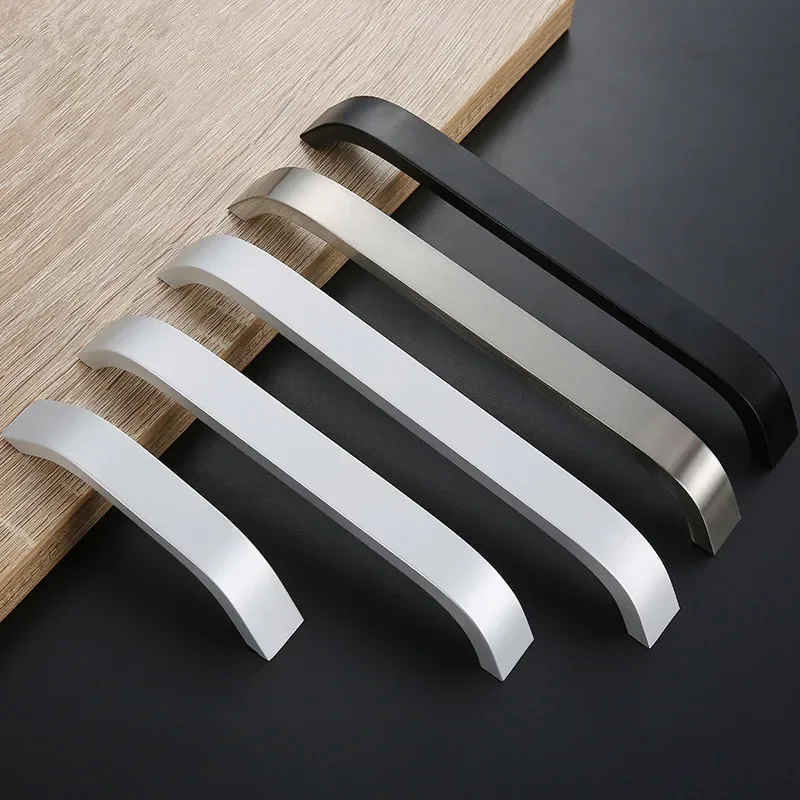 Modern Style Kitchen Cabinet Knobs Handles Black Furniture Handle for Cabinet Drawer Pulls Aluminum Alloy Handle 96mm~192mm
