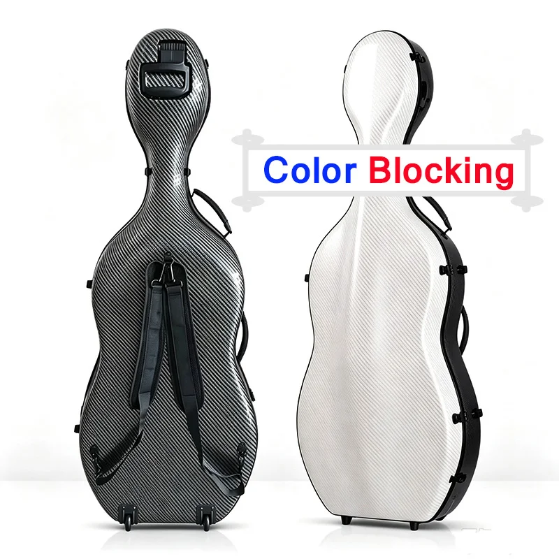 DIY Carbon Fiber Cello Box 4/4 7/8 3/4 1/2 1/4 Comes with Password Lock for Shoulders