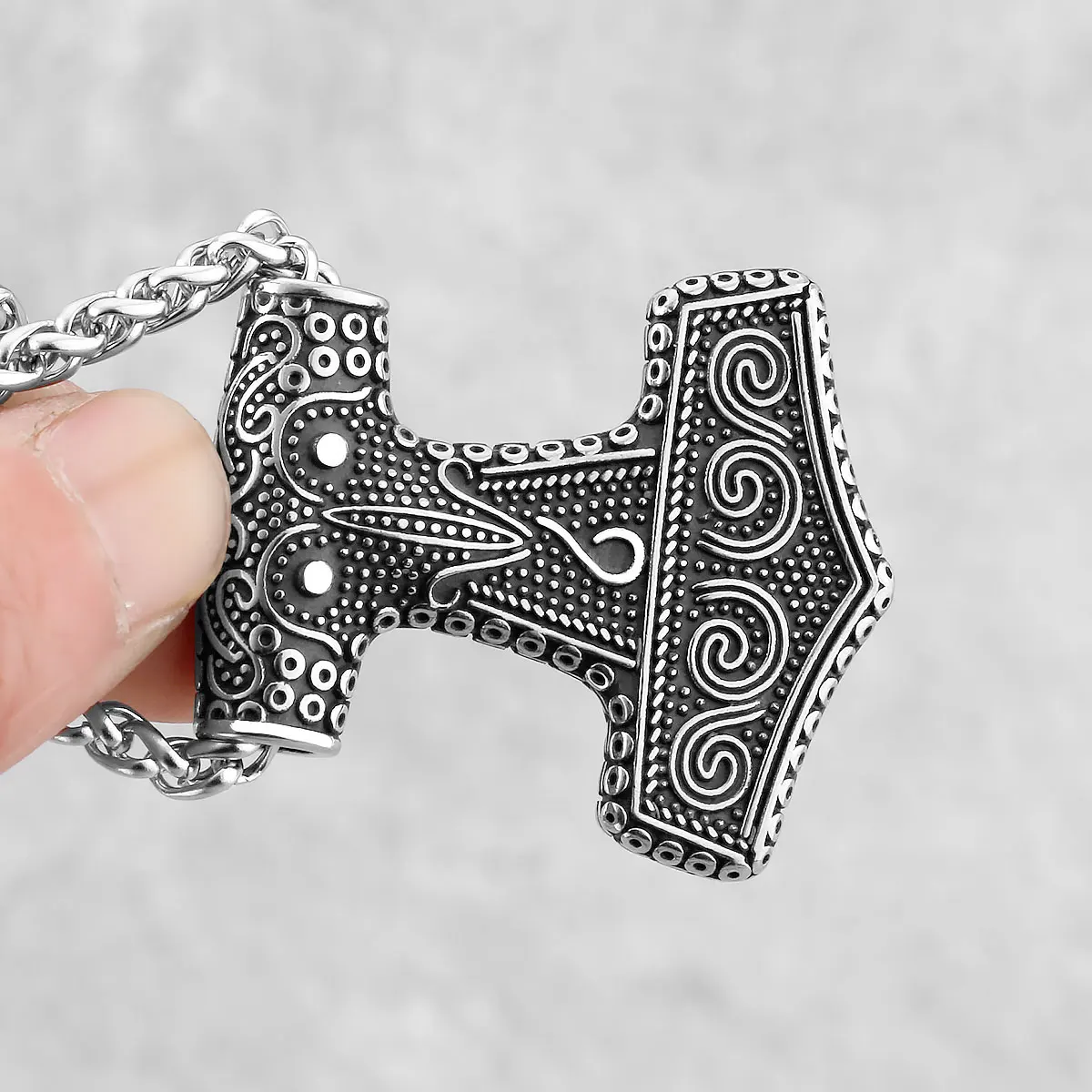 316L Stainless Steel Viking Thor Hammer Pendant Necklace Men Norse Viking Celtic Odin Raven Necklace Amulet Jewelry Wholesale