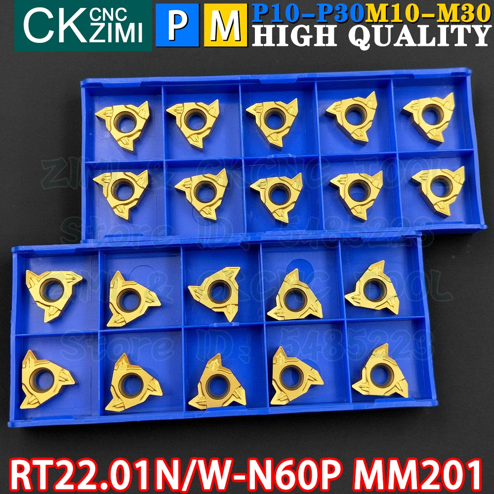 RT22.01N-N60P MM201 RT22.01W-N60P MM201 Carbide Inserts Left Right Internal External Thread Threaded Inserts Tools 22IR 22ER CNC