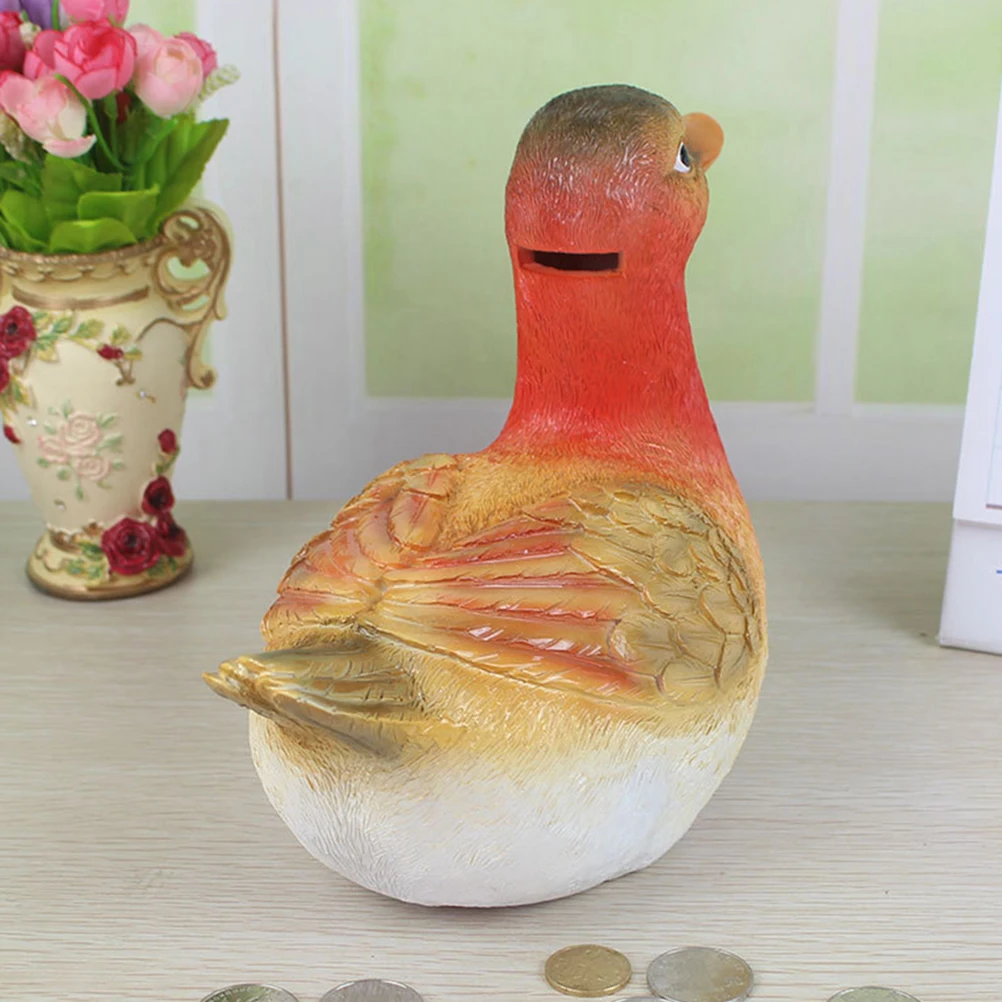 Adorable Piggy Bank Resin Simultaed Shape Birthday Gift Creative Money Box Home Ornament Desktop Decoration (Red)