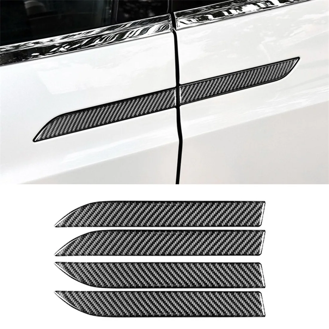 For Tesla Model X 2014-2022 Carbon Fiber Exterior Door Handle Panel Cover Trim Car Sticker Decoration Accessories