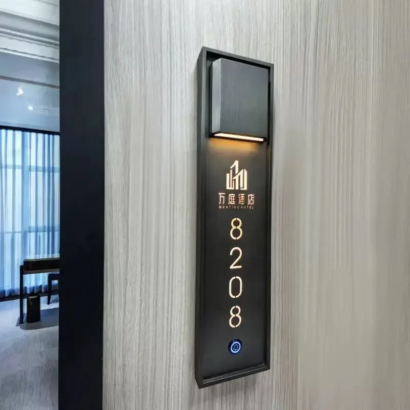 Customized high-end wine room store, hotel box, room door number, luminous door listing, new Chinese style creative numb