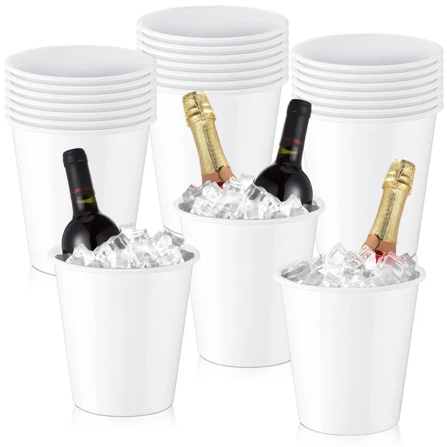 

24 Packs Plastic Ice Buckets for Parties 3 Liters Wine Bucket Portable Ice Holder Disposable Wine Cooler for Party Wedding Party