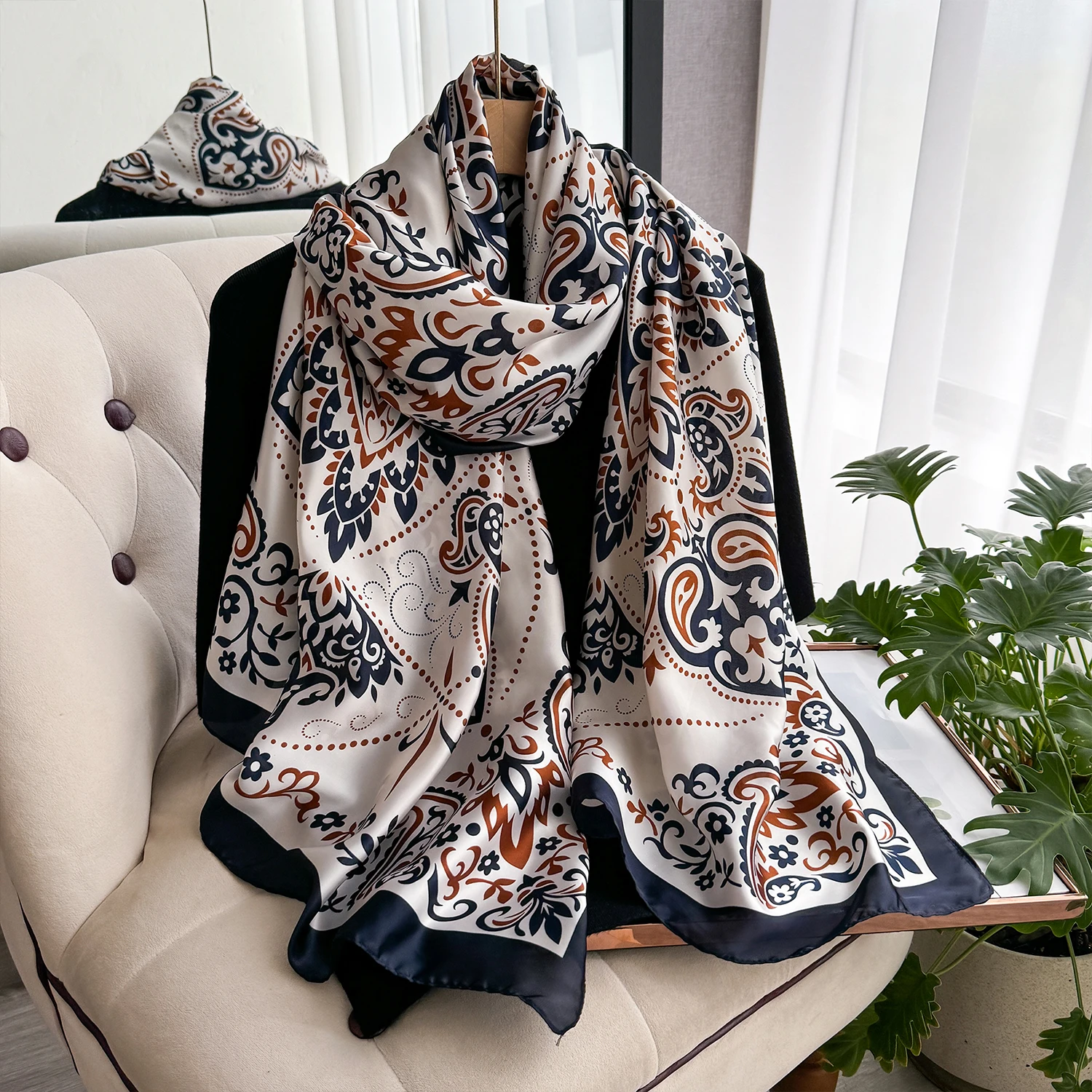 NEW Elegance Scarf Spring Summer Women Beach Sunscreen Fashion Party Shawl China Quality Silk Lady Popular Print Scarves Hijab
