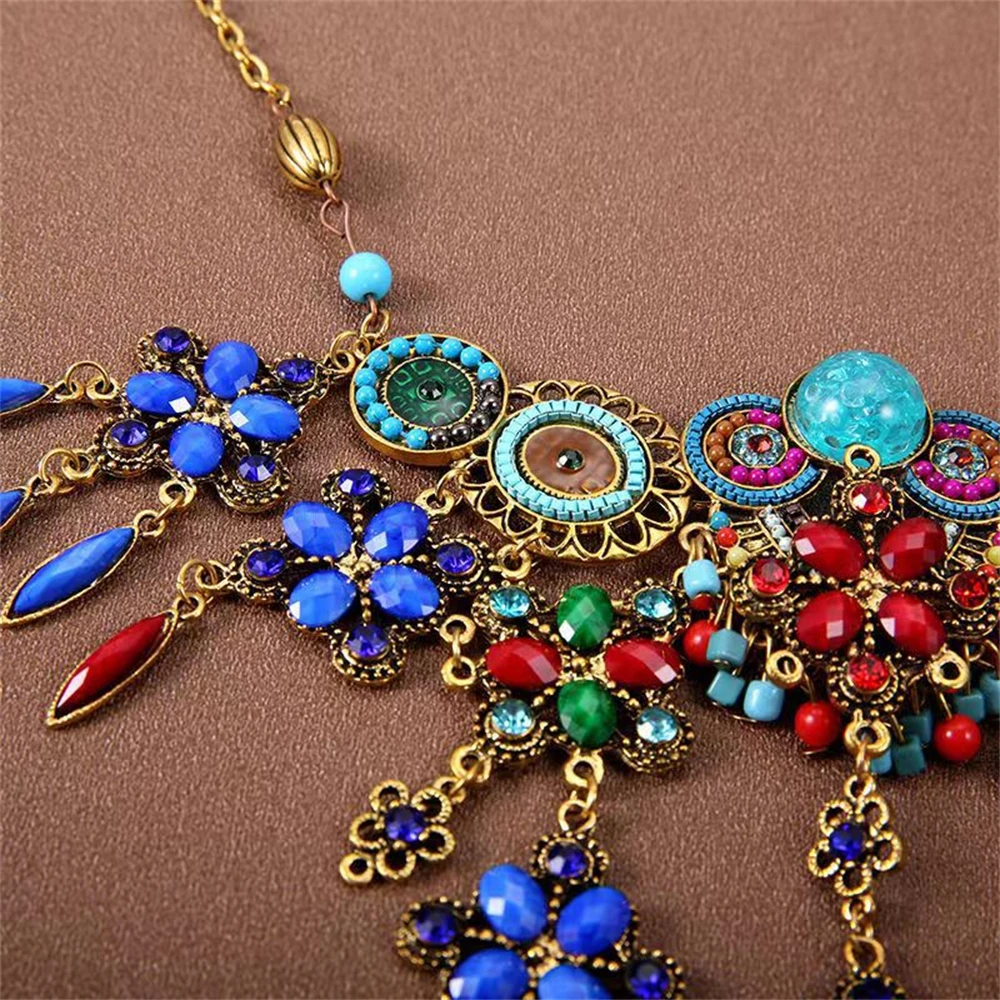 Vintage Ethnic Head Chains Hanfu Hair Accessories Colorful Bead Headddress Gypsy Tribal Afghan Dress Headpiece Indian Jewelry