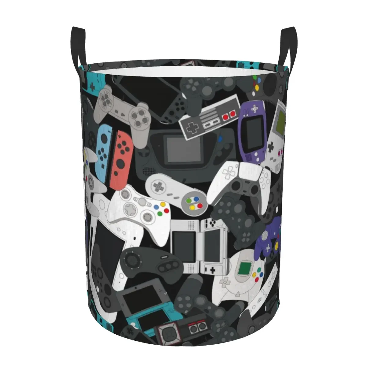 Custom Gamer Controller Laundry Hamper Clothes Storage Basket Nostalgia Video Game Vintage Gaming Toy Bin Organizer for Kids