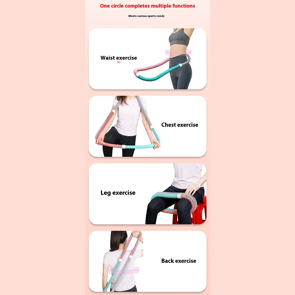 Weighted Fitness Hoop Portable Soft Spring Hoop Quiet Design Foldable Waist Toning Hoop Belly Exercise Hoop for Home Gym