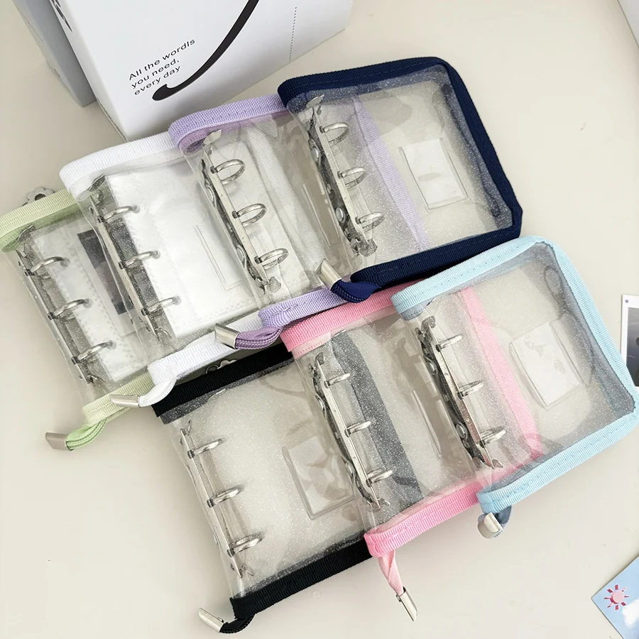 SKYSONIC Neuankömmling 3-Ring-Reißverschluss-Sammelbuch, 20 Nachfüllhüllen, DIY-Foto-Organizer-Buch, Mini-3-Zoll-Fotoalbum – Detail 6