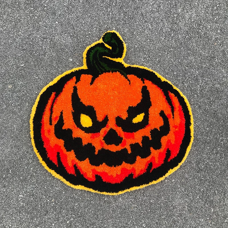 

Holiday pumpkin pattern carpet round decorative floor ornaments door decoration gift orange pumpkin