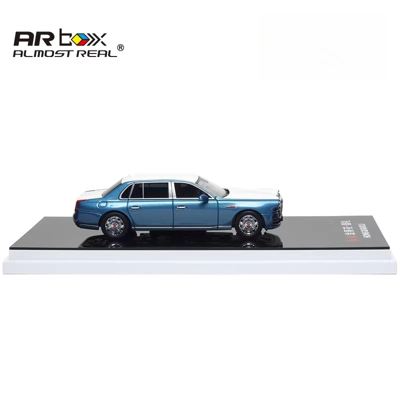 Almost Real AR Box 1:64 Scale 7# HONG QI GUOLI Blue and White Alloy Car Model Miniature Diecast Collection Ornament Hobby Toys